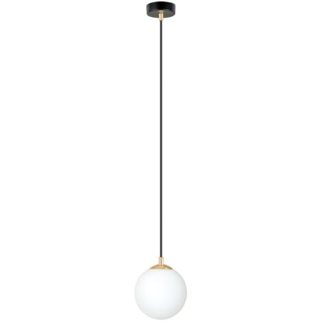 Lampada sospesa Emibig Royal vetro bianco oro E14 Ø14