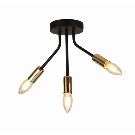 Plafoniera Candellux Tiara nera oro 3xE14 25cm metallo (1/2)