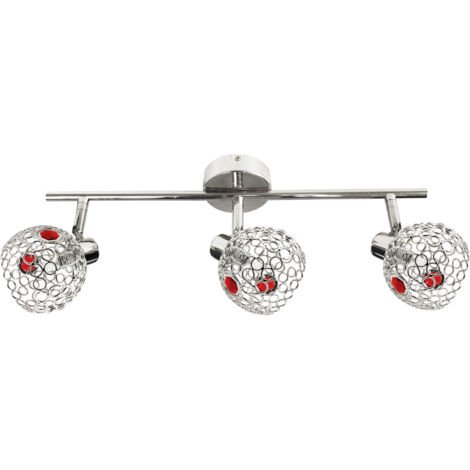 Plafoniera Candellux Aron 3xG9 metallo cristallo rossa cromo (1/2)