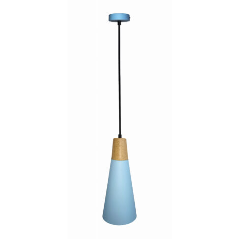 Lampada a sospensione Candellux Faro blu/legno E27 Ø15 (1/2)
