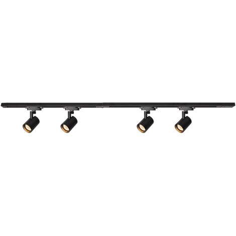 Kit binario striscia nera 150 cm faretti 4xGU10 15W per soggiorno cucina VOLF Milagro