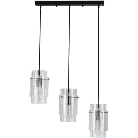 Lampada a sospensione Savona 3 luci E27 vetro nero (1/5)