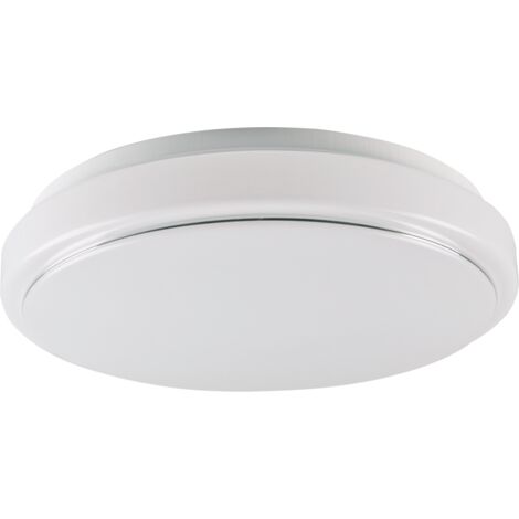 Polux Bogdan Round Flush Mount Ceiling Light 33 cm, White Diffuser with Chrome Ring, 2x E27 Bulb Sockets Max 20W, IP20 Indoor Modern Plafond Lamp, for Home Living Room Hallway (1/5)
