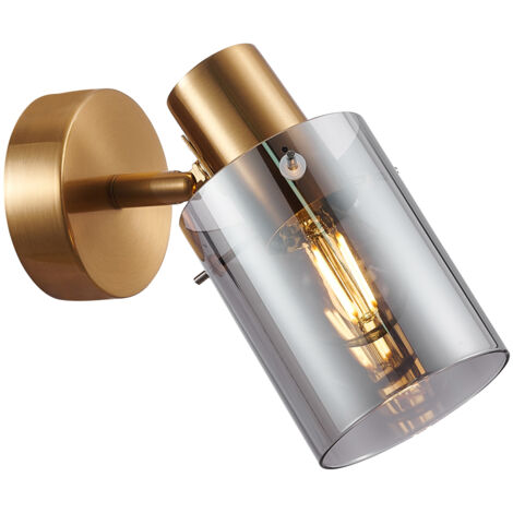 Applique SARDO Italux ottone vetro fumé 1xE14 regolabile