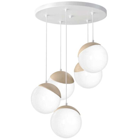 Lampadario a sospensione SFERA Milagro 5xE14 bianco legno (1/3)