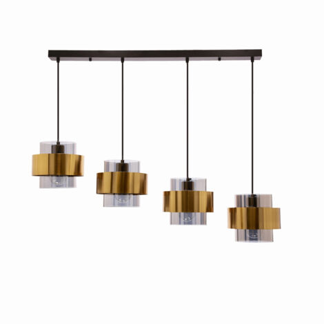 Lampadario Candellux Spiega 4xE27 nero ottone vetro fumé (1/2)