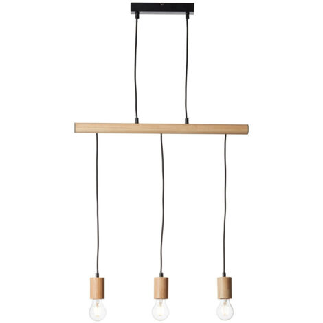 Endon Sven Lampadario a Sospensione Bar, Nero Opaco, Legno Naturale (1/5)