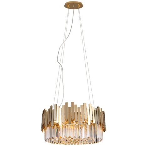 Lampadario glamour tondo oro cristalli 8xE14 Maxlight