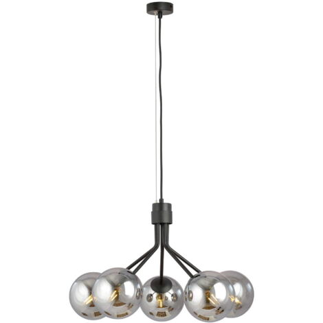 Lampadario Emibig Nova 5 luci E14 nero/argento vetro