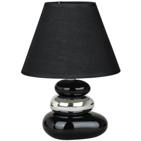 lampada da tavolo Salem ceramica tessuto nero / argento Ø18cm H: 25cm con interruttore incorporato