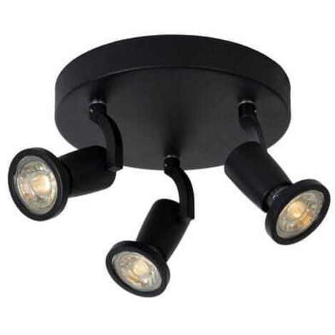 Lucide Jaster plafoniera 3 faretti GU10 nera 2700K (1/4)