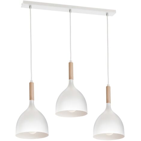 Lampada sospesa bianca/legno Noak Wood 3xE27 Luminex
