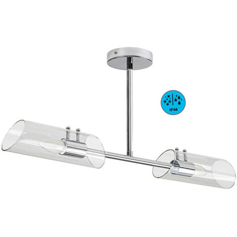 Plafoniera bagno cromata 2 vetro E14 IP44 Rabalux