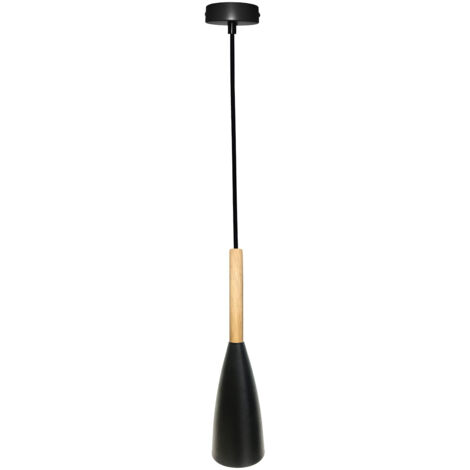 Lampada a sospensione Candellux Trosa 1xE27 nero/legno (1/2)