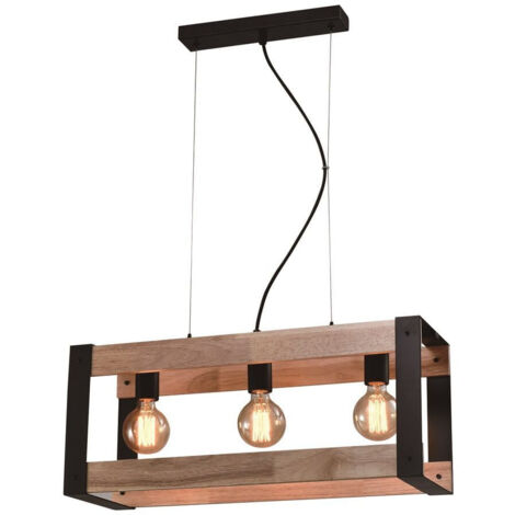 Lampadario Candellux Varna 3xE27 legno nero 60cm regolabile (1/5)