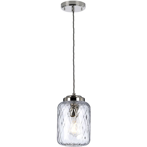 Lampada a sospensione Elstead Sola nichel vetro E27 (1/5)