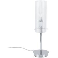 Italux Max - Lampada da tavolo moderna cromata 1 luce con paralume trasparente, attacco E27