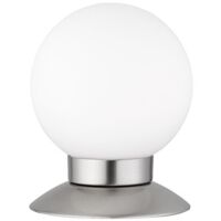 PRINCESS LAMPADA DA TAVOLO LED 3W 250lm, 3000K METALLO ACCIAIO TOUCH DIMMER DIFFUSORE SFERA VETRO H.13CM