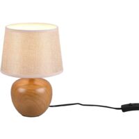 LUXOR LAMPADA TAVOLO BASE EFFETTO LEGNO E PARALUME BEIGE H. 26CM D. 18CM 1 LUCE ATTACCO E14