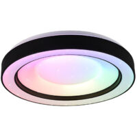 Plafoniera LED RGB, plastica, nero opaco, D49 cm, Arco