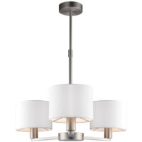 Endon - Lampada a sospensione a 3 bracci multibraccio nichel opaco, effetto seta bianco vintage, attacco E14