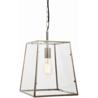 Endon Lighting Hurst - Lampadario in Nichel Lucido e Vetro Trasparente 1 Luce Dimmerabile IP20 - E27