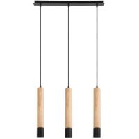 Lampada sospesa Braulia Metal/Wood Beech Black GU10 3 x Max.50W L: 61 cm B: 40,5 cm H: 100 cm Ø5,5 cm Dimmabile