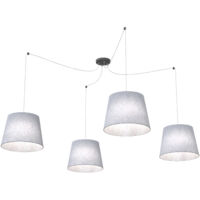 Sospensione 4 Luci Ascot Con Fermacavi E Paralumi Grigio