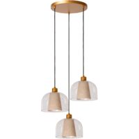 Lampada a sospensione Gunhild vetro crema oro 3xE27