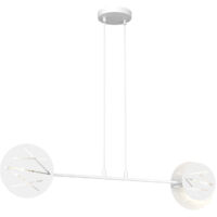 Lampadario 2 Luci Xotic In Acciaio Bianco A Bracci E Diffusori A Cerchio