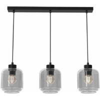 Lampadario sospeso Milagro Sombra nero vetro fumé 3xE27