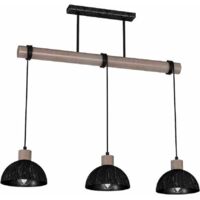 Lampada a sospensione ERIK in legno segato nero/patinato 3XE27