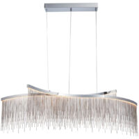 Endon Orphelia Lampada a sospensione a doppia barra curva a LED con catena in argento fine, effetto cascata, cromo lucido, bianco caldo