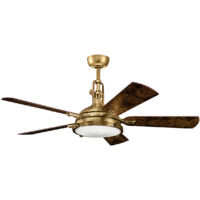 Kichler Hatteras Bay ventilatore plafoniera LED 142cm ottone