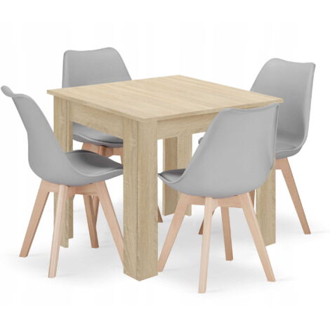 Valora Ensemble Table 80x80 Chêne Sonoma + 4 Chaises RIKX Grises (1/5)