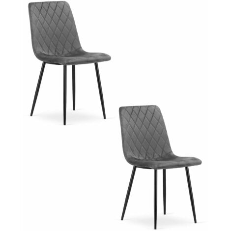 Chaise Valora TURIN en velours gris foncé, design ergonomique x2 (1/5)