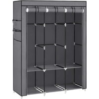 Armoire textile Valora grise à 3 portes avec étagères et tringles