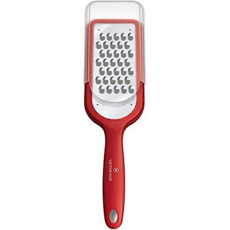 Victorinox, grattugia da cucina grossolana in acciaio inox con supporto in gomma antiscivolo, rossa (1/4)