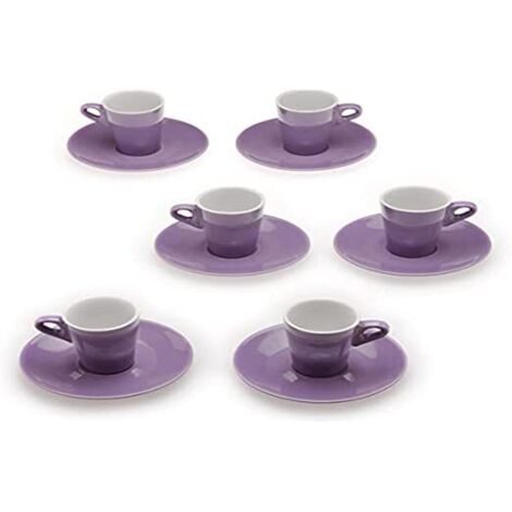 Tognana elegant set 6 tazza da caffè lilla con piattino in porcellana eleganti e raffinati