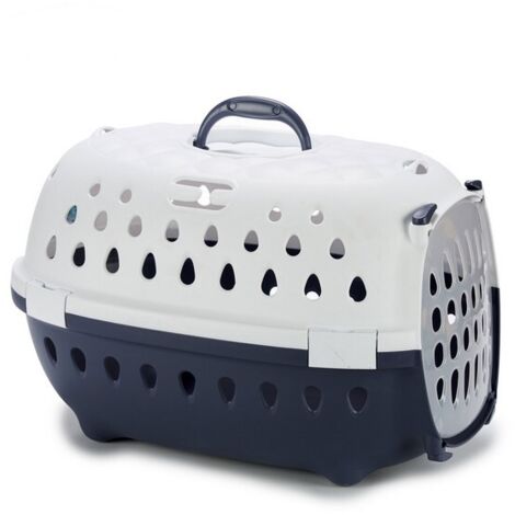 Stefanplast trasportino travel chic, gabbia trasporto per cani e gatti blu navy/bianco (1/4)