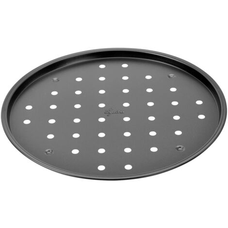 Lagostina Gustosa Teglia Pizza Forata in Acciaio Antiaderente per Forno Nero Diametro 32cm (1/4)
