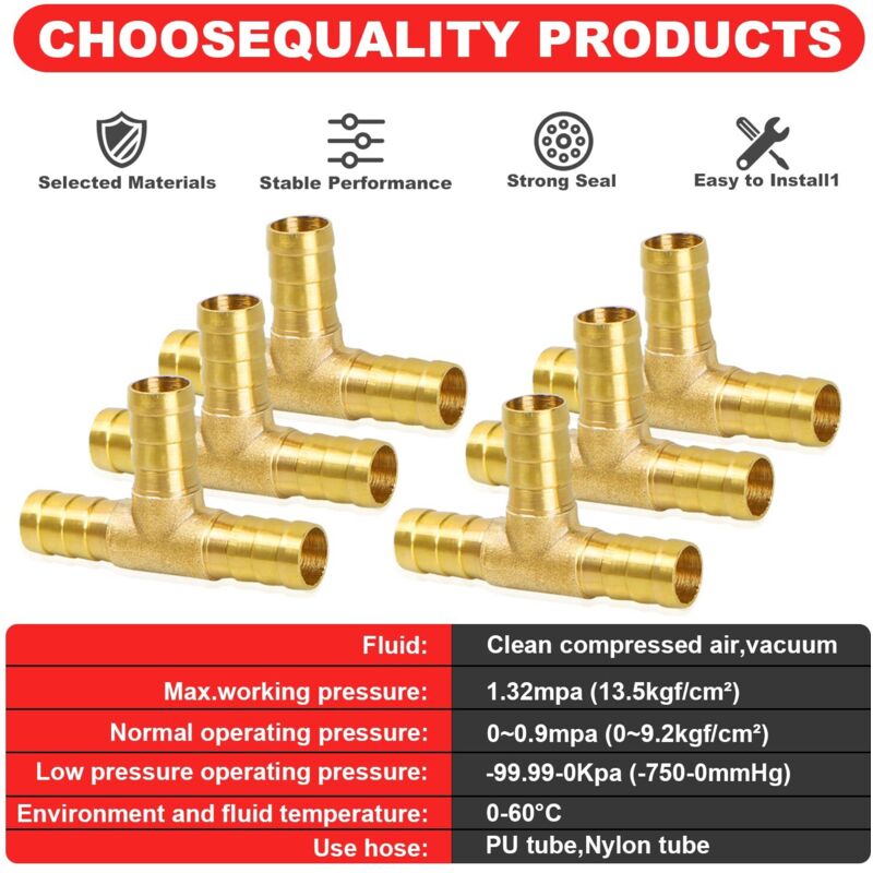 Lot De 6 Raccords à Compression En Laiton - Filetage Mâle BSP 1/8, Pour Tube Ø Extérieur 4 Mm - Pour Air, Huile, Eau - 11