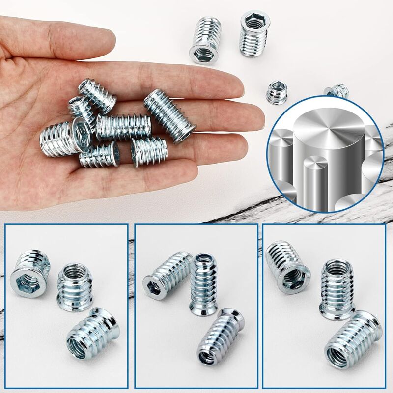 20 Inserts Filetés M6 X 13mm – Écrous à Visser Pour Meubles En Bois, Uxcell, Bronze