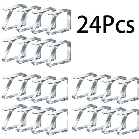 Pinces Nappe Ensemble de 24 Acier Inoxydable Nappe Clips Anti-Glissant (5cm x 4cm) (1/5)