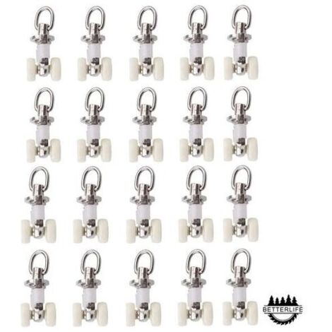 20 Pices Rouleaux de Rail Planeur de Voie de Rideau Plastique Twin roulettes en Alliage d\'aluminium