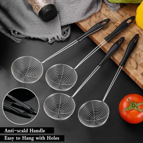 Ticeed 8PCS Passoire à Fondue, Ecuoire Inox avec Poignée Longue, Passoire Fondue Chinoise pour