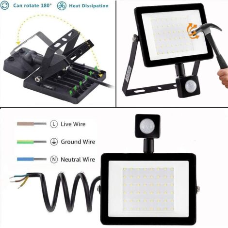 Projecteur LED Extérieur 30W 3000LM IP66 Étanche - Éclairage Sécurité Jardin Cour Parking