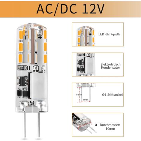 Lot De 2 Ampoules Halogènes G4 5W 12V Lumière Blanche - économie D'énergie, Neuves