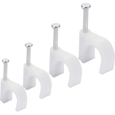Cavalier Cable Electrique et Ethernet (Lot de 400) - 6 mm, 7 mm, 8 mm, 10 mm - Attache Cable Electrique avec Clous en Fer pour CAT5, CAT6, RG6, RG59, RJ45 & Câbles TV-LIAIKI (1/5)