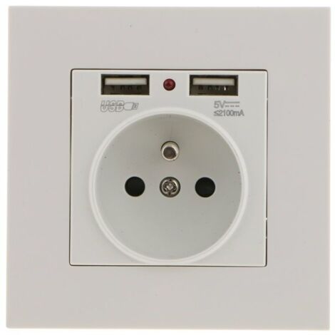 Prise Murale, Prise Electrique Murale avec Double USB 5V/2100mA, Prise Encastrable avec 2 Ports de USB Pratique et Manialble-LIAIKI (1/5)
